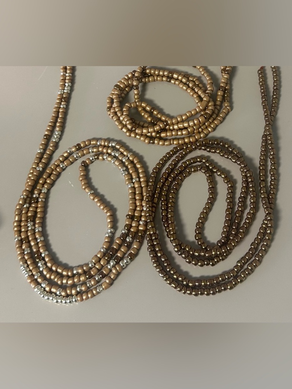 3 pcs Waist Bead Set in Brown and Gold Tones